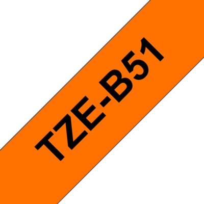 Image of Brother TZe-B51 Schriftband stark klebend 24mm x 5m schwarz auf orange laminier