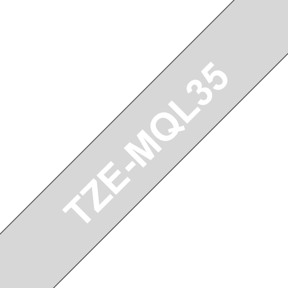 Brother TZEMQL3 Schriftbandkassette, 12mm x 4m, weiß auf hellgrau
