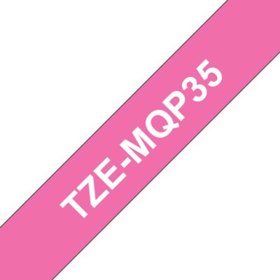 Brother TZEMQP35 Schriftbandkassette, 12mm x 4m, weiß auf pink