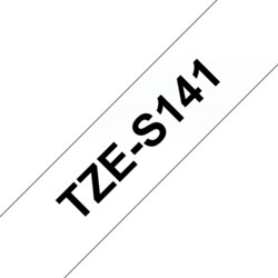 Brother TZe-S141 Schriftband, 18mm x 8m, schwarz auf transparent, stark klebend