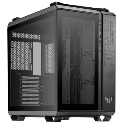 MIDI günstig Kaufen-ASUS TUF Gaming GT502 Schwarz ATX Midi-Tower Gaming Gehäuse mit Glasfenster. ASUS TUF Gaming GT502 Schwarz ATX Midi-Tower Gaming Gehäuse mit Glasfenster <![CDATA[• Zweikammer-Gaming Gehäuse bis ATX Mainboards • Gehärtete Glasscheiben an de