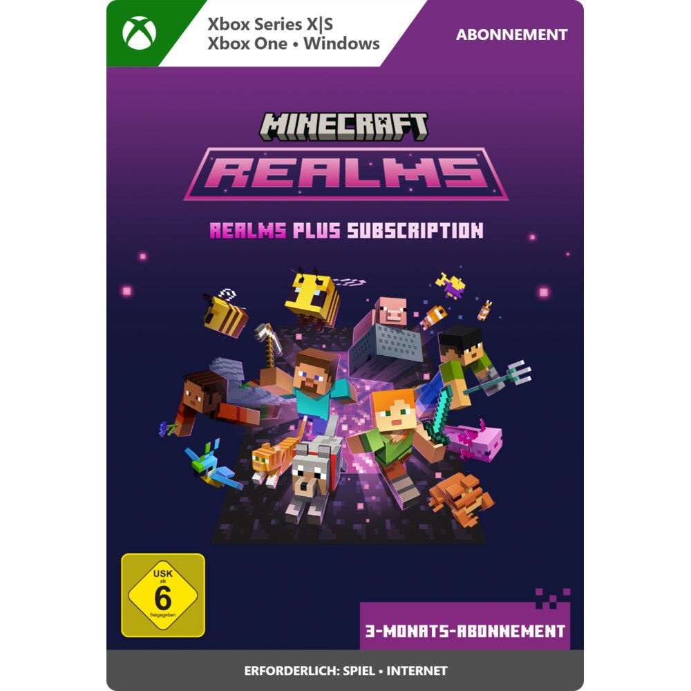 Minecraft Realms Plus 3-Monats-Abonnement XBox Digital Code DE
