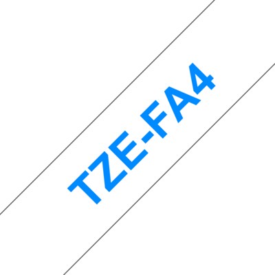 Brother TZe-FA4 Textil-Aufbügelband, blau auf weiß, 18mm x 3m