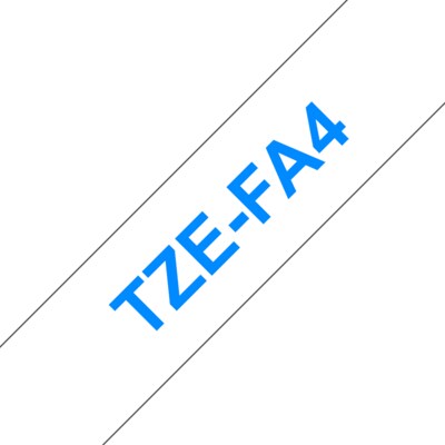 Farb Gel günstig Kaufen-Brother TZe-FA4 Textil-Aufbügelband, blau auf weiß, 18mm x 3m. Brother TZe-FA4 Textil-Aufbügelband, blau auf weiß, 18mm x 3m <![CDATA[• Brother TZe-FA4 Textil-Aufbügelband 18mm x 3m • Bandfarbe weiss, Schriftfarbe blau • für P-