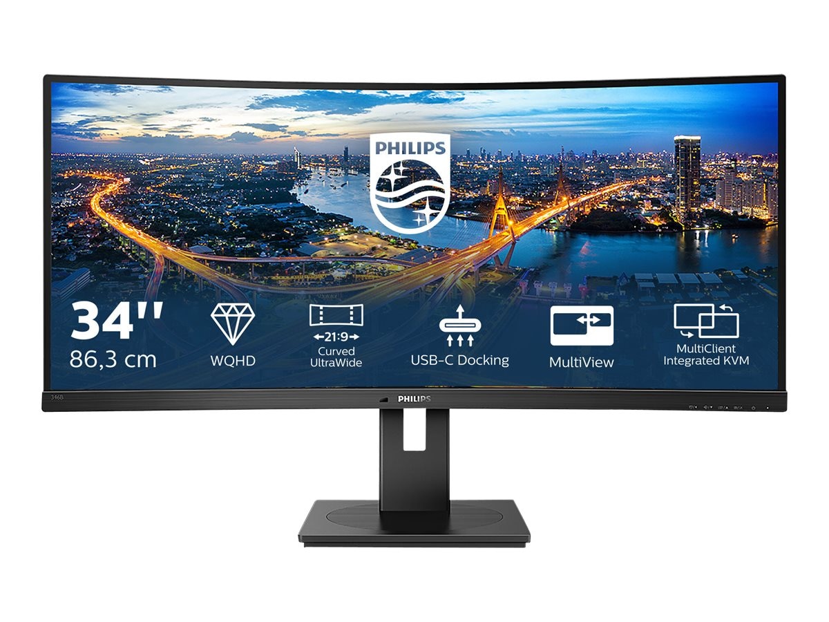 Philips 346B1C/00 86,4cm (34&quot;) WQHD VA Curved Monitor 21:9 HDMI/DP/USB-C Pivot