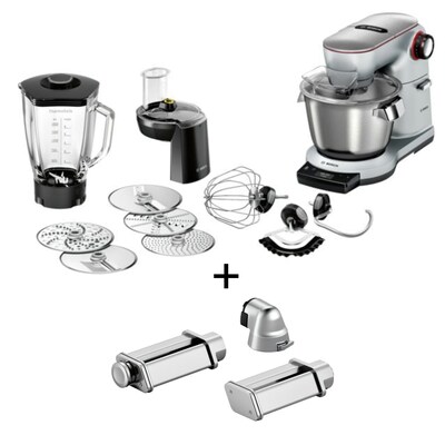 Liter x günstig Kaufen-Bosch MUM9DT5S41 OptimMUM Küchenmaschine platinum silber + PastaPassion Set. Bosch MUM9DT5S41 OptimMUM Küchenmaschine platinum silber + PastaPassion Set <![CDATA[• 1.500 Watt, Edelstahl-Rührschüssel für bis zu 5,5 Liter • 3D Planetary Mix