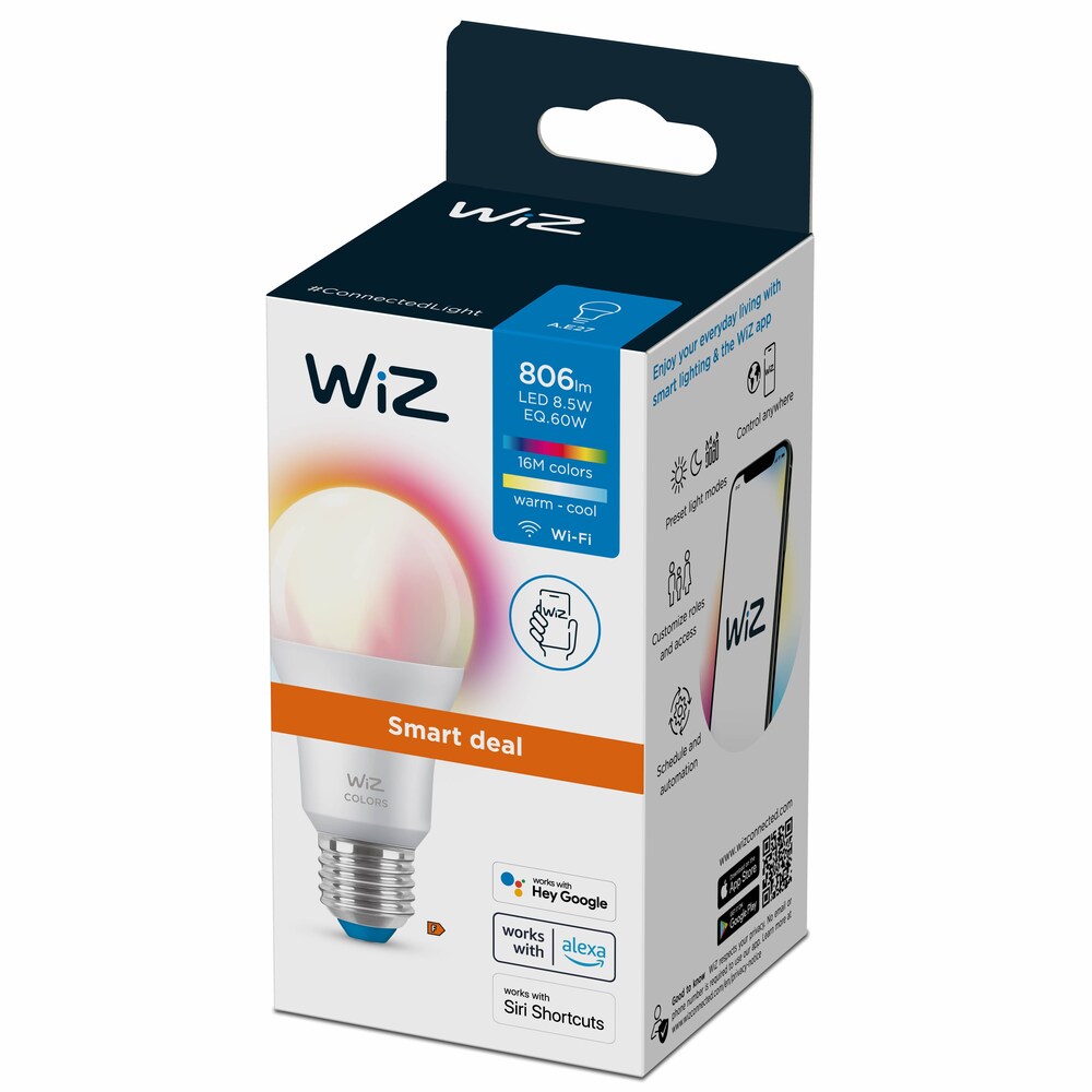 WiZ 60W E27 Standardform Tunable White &amp; Color, Smart Deal Lampe, 2er Pack