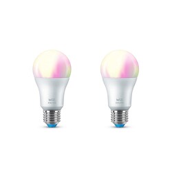 WiZ 60W E27 Standardform Tunable White &amp;amp; Color, Smart Deal Lampe, 2er Pack