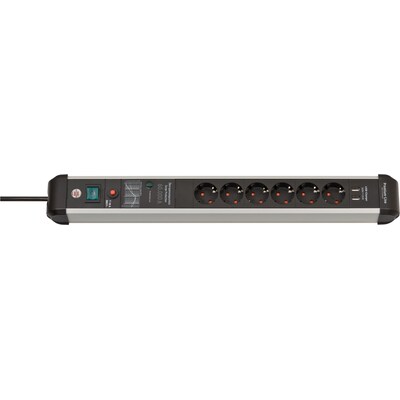 Brennenstuhl Premium-Protect-Line Steckdosenleiste 6-fach 3m 2x USB grau/schwarz