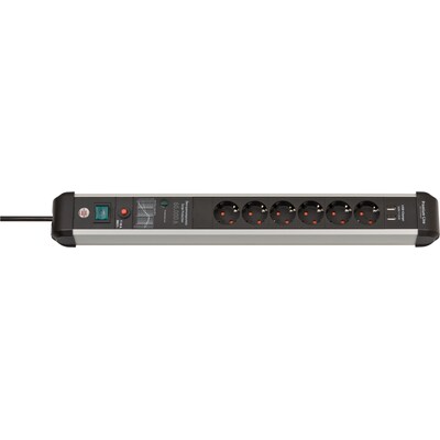 rot grau günstig Kaufen-Brennenstuhl Premium-Protect-Line Steckdosenleiste 6-fach 3m 2x USB grau/schwarz. Brennenstuhl Premium-Protect-Line Steckdosenleiste 6-fach 3m 2x USB grau/schwarz <![CDATA[• 6er Schutzkontakt-Steckdosenleiste mit 3m Kabellänge • Mit beleuchtetem Sich