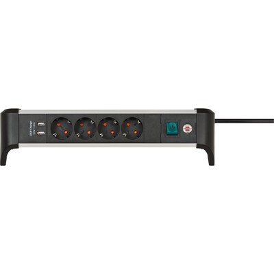 drip.line günstig Kaufen-Brennenstuhl Alu-Office-Line Steckdosenleiste 4-fach 1,8m 2x USB silber/schwarz. Brennenstuhl Alu-Office-Line Steckdosenleiste 4-fach 1,8m 2x USB silber/schwarz <![CDATA[• 4er Schutzkontakt-Steckdosenleiste mit 1,8m Kabellänge • Mit beleuchtetem Sich