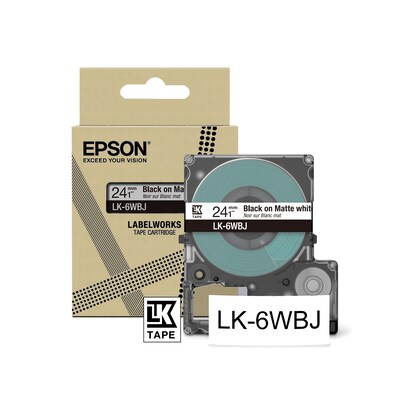 Farbe Schwarz günstig Kaufen-Epson C53S672064 Schriftband LK-6WBJ Matt 24mm x 8m schwarz auf weiß. Epson C53S672064 Schriftband LK-6WBJ Matt 24mm x 8m schwarz auf weiß <![CDATA[• Epson C53S672064 Schriftband • Bandfarbe: weiß, Schriftfarbe: schwarz • kompatibel zu La