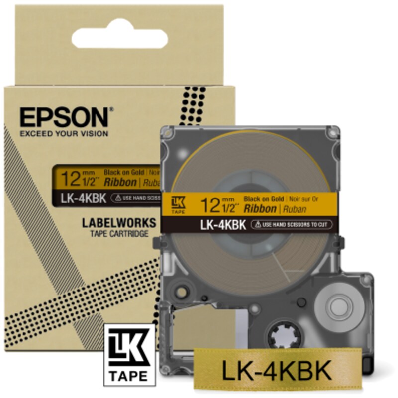 mm Sat günstig Kaufen-Epson C53S654001 Schriftband LK-4KBK Satinband 12mmx5m schwarz/gold. Epson C53S654001 Schriftband LK-4KBK Satinband 12mmx5m schwarz/gold <![CDATA[• Epson C53S654001 - Schriftband Satin • Bandfarbe: gold, Schriftfarbe: schwarz • kompatibel zu LabelWorks LW