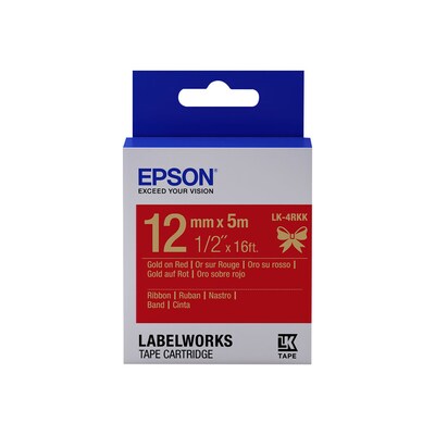 MX 6 günstig Kaufen-Epson C53S654033 Schriftband LK-4RKK Satinband 12mmx5m gold/rot. Epson C53S654033 Schriftband LK-4RKK Satinband 12mmx5m gold/rot <![CDATA[• Epson C53S654033 - Schriftband Satin • Bandfarbe: rot, Schriftfarbe: gold • kompatibel zu LabelWorks LW-900P,