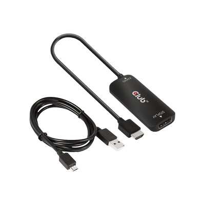 Hdmi günstig Kaufen-Club 3D HDMI + Micro USB auf DisplayPort 4K120Hz oder 8K30Hz St/B Adapter. Club 3D HDMI + Micro USB auf DisplayPort 4K120Hz oder 8K30Hz St/B Adapter <![CDATA[• USB-Kabel • Anschlüsse: HDMI-Stecker und USB micro • Farbe: schwarz, Länge: 1,0m • pa