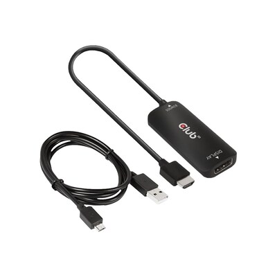 DisplayPort auf günstig Kaufen-Club 3D HDMI + Micro USB auf DisplayPort 4K120Hz oder 8K30Hz St/B Adapter. Club 3D HDMI + Micro USB auf DisplayPort 4K120Hz oder 8K30Hz St/B Adapter <![CDATA[• USB-Kabel • Anschlüsse: HDMI-Stecker und USB micro • Farbe: schwarz, Länge: 1,0m • pa