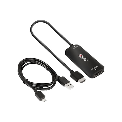 8K DisplayPort günstig Kaufen-Club 3D HDMI + Micro USB auf DisplayPort 4K120Hz oder 8K30Hz St/B Adapter. Club 3D HDMI + Micro USB auf DisplayPort 4K120Hz oder 8K30Hz St/B Adapter <![CDATA[• USB-Kabel • Anschlüsse: HDMI-Stecker und USB micro • Farbe: schwarz, Länge: 1,0m • pa