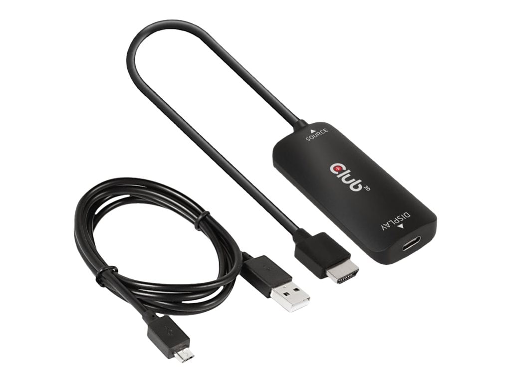 Club 3D HDMI + Micro USB auf USB Typ-C 4K120Hz oder 8K30Hz M/F Aktiver Adapter