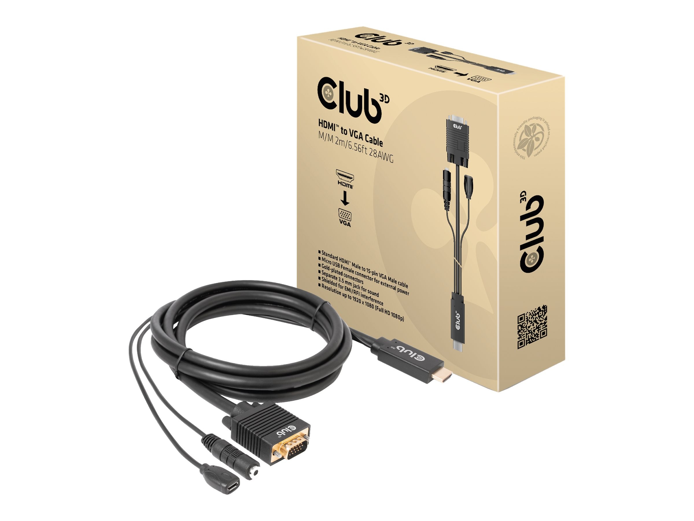 Club 3D HDMI auf VGA Kabel St./St. 2m 28AWG