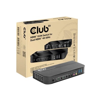 Dongle,HDMI günstig Kaufen-Club 3D HDMI KVM Switch für Dual HDMI 4K60Hz. Club 3D HDMI KVM Switch für Dual HDMI 4K60Hz <![CDATA[• HDMI KVM Switch • Betriebssystemunterstützung: Windows/Linux/Apple Mac OS • Farbe: schwarz]]>. 