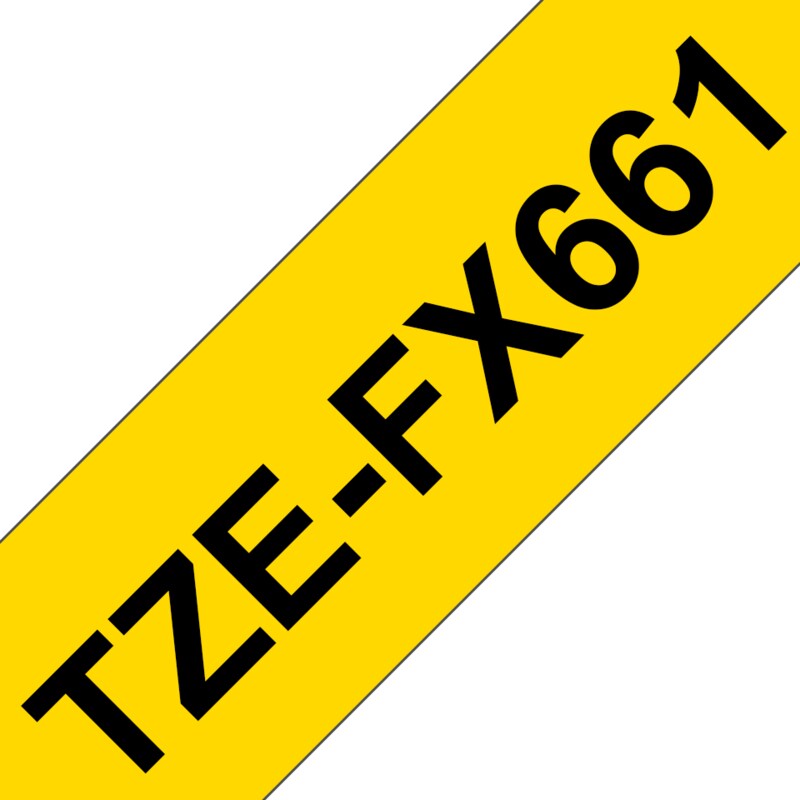 Brother TZe-FX661 Schriftband, 36mm x 8m, schwarz auf gelb, Flexi-Tape