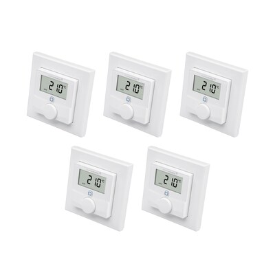 on Me günstig Kaufen-Homematic IP Wandthermostat mit Luftfeuchtigkeitssensor HmIP-WTH-1, 5er Pack. Homematic IP Wandthermostat mit Luftfeuchtigkeitssensor HmIP-WTH-1, 5er Pack <![CDATA[• Messung von Soll- und Ist-Temperatur sowie Luftfeuchtigkeit • Kompatibilität: • Sm