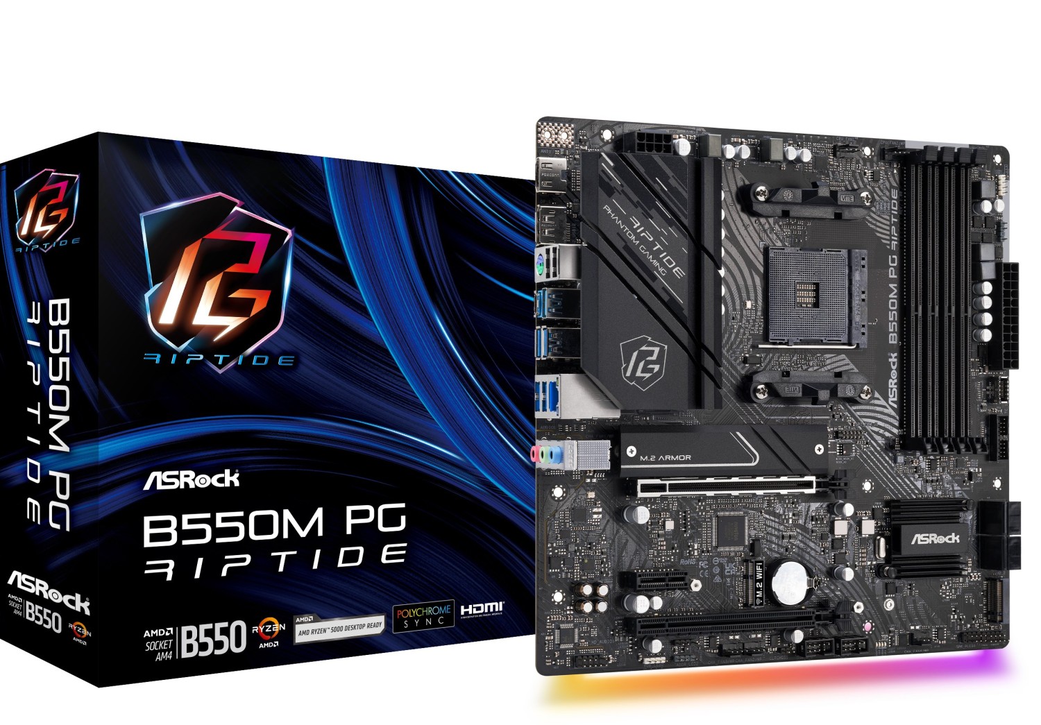 ASRock B550M PG Riptide mATX Mainboard AM4 M.2/HDMI/DP/USB3.2(Gen2)