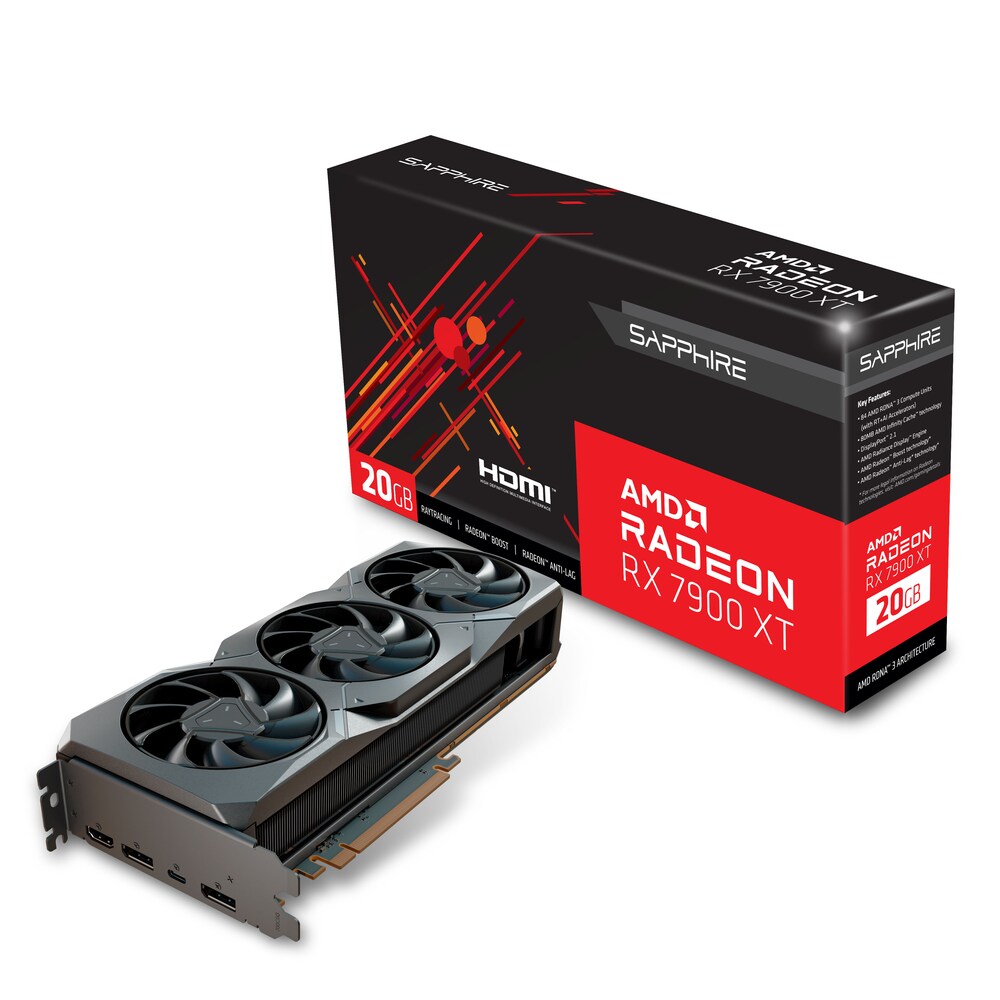 SAPPHIRE AMD Radeon RX 7900 XT Gaming Grafikkarte 20GB GDDR6 HDMI/2xDP/USB-C