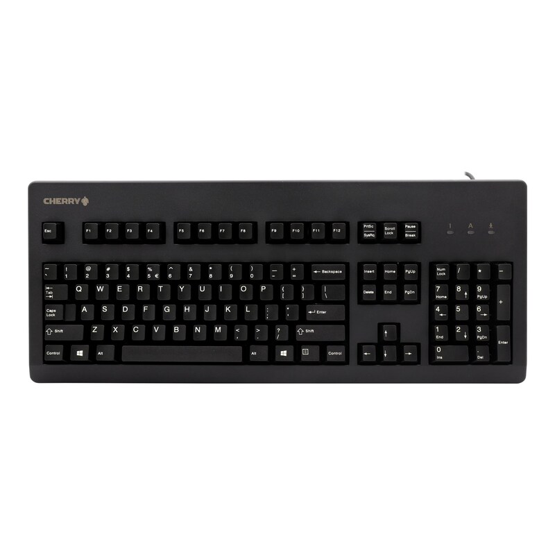 kabelgebundene günstig Kaufen-Cherry G80-3000 Kabelgebundene Tastatur US Layout mit Euro Symbol USB schwarz. Cherry G80-3000 Kabelgebundene Tastatur US Layout mit Euro Symbol USB schwarz <![CDATA[• Anwendungsbereich: professionelles Arbeiten, Nummernblock integriert • Kabelgebunden (P