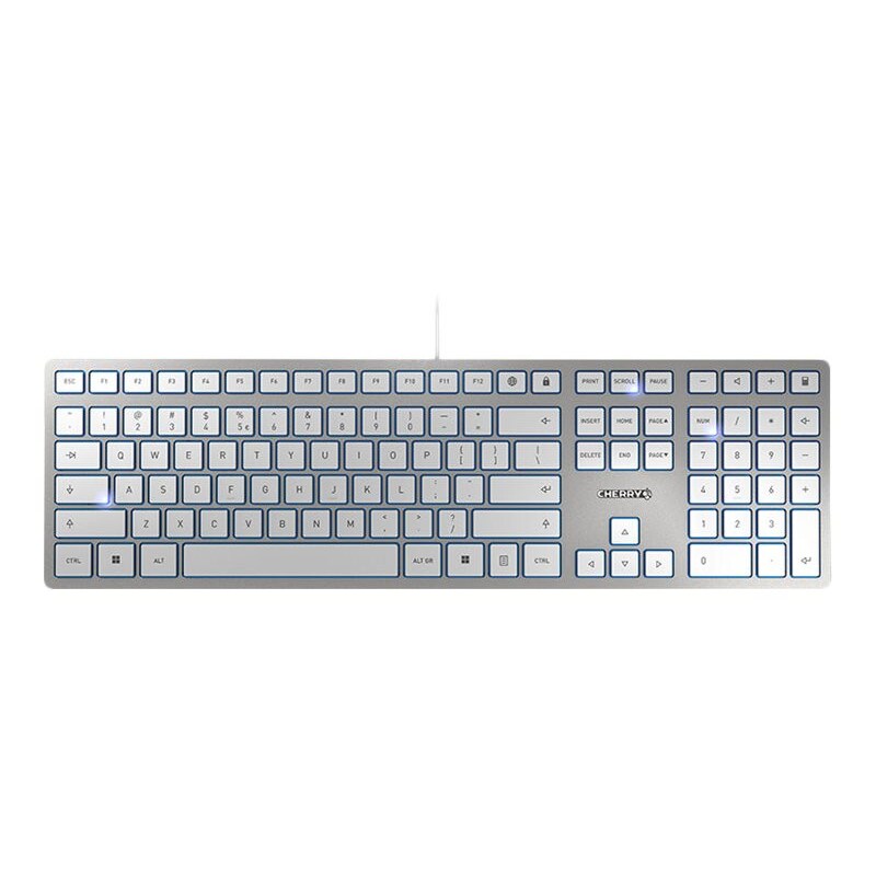 Cherry KC 6000 Slim Keyboard US Layout mit Euro Symbol USB silber