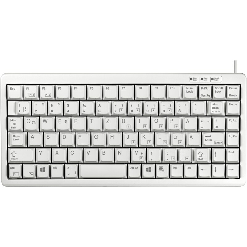 um den günstig Kaufen-Cherry G84-4100 Compact Kabelgebundene Tastatur DE Layout USB hellgrau. Cherry G84-4100 Compact Kabelgebundene Tastatur DE Layout USB hellgrau <![CDATA[• Anwendungsbereich: professionelles Arbeiten, kein Nummernblock • Kabelgebunden (USB) • Layout: deutsc