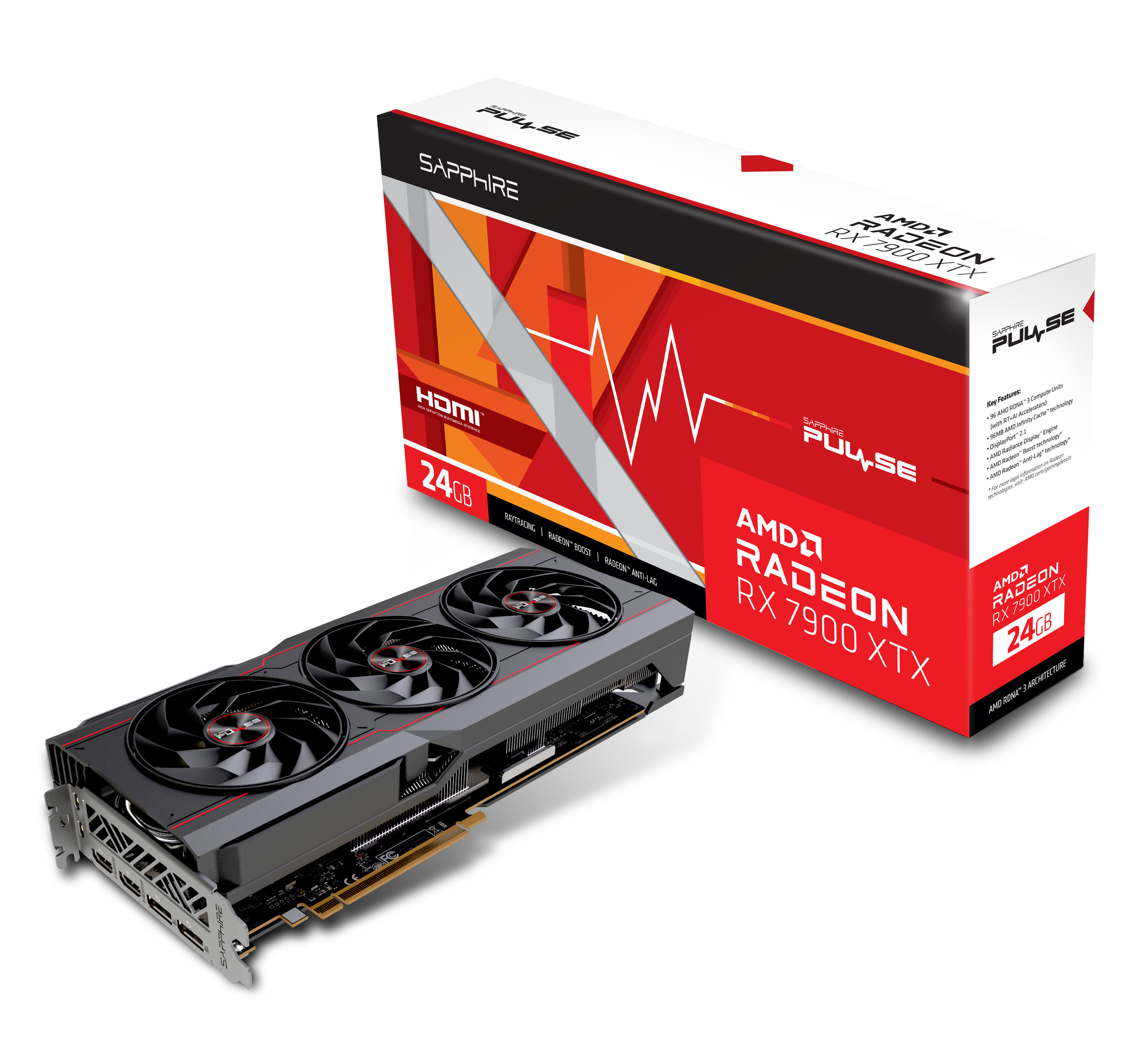 SAPPHIRE AMD Radeon RX 7900 XTX PULSE Grafikkarte 24GB GDDR6 2xHDMI/2xDP