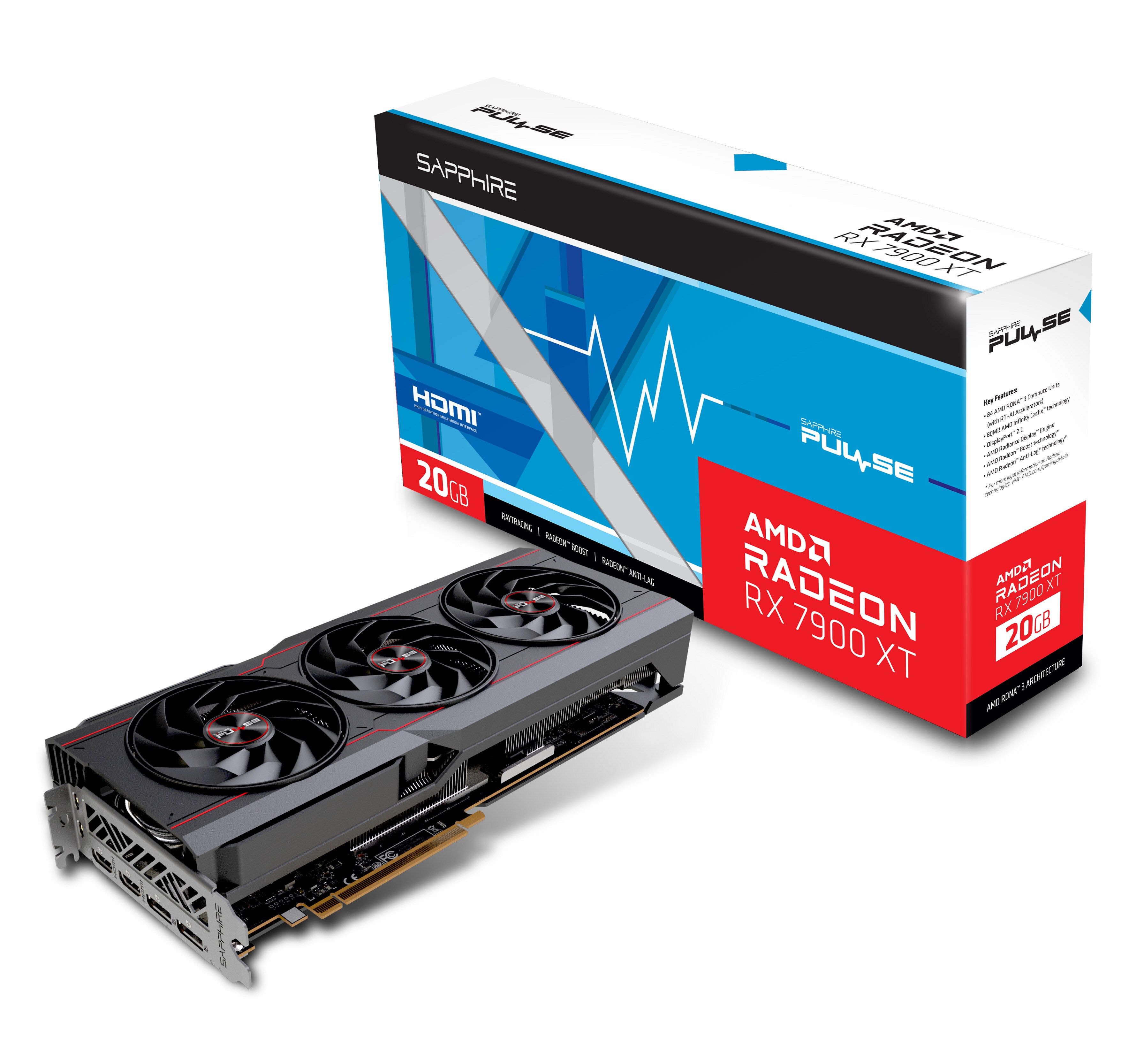 SAPPHIRE AMD Radeon RX 7900 XT PULSE Grafikkarte 20GB GDDR6 2xHDMI/2xDP