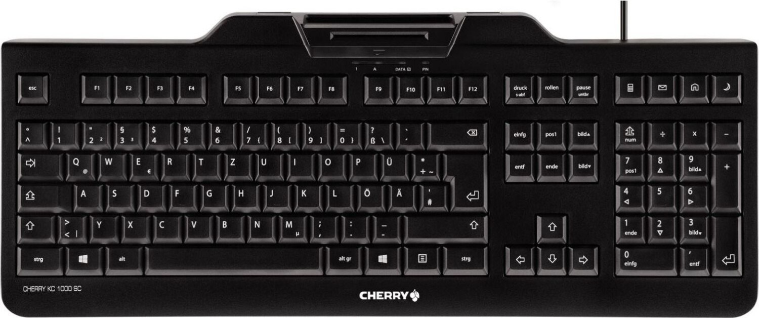 Cherry KC 1000 SC Keyboard mit Smart Card Reader USB PN Layout schwarz