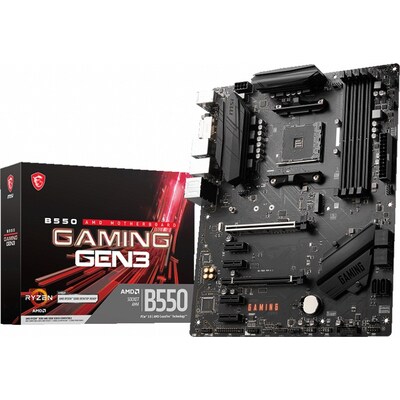 ATA mit günstig Kaufen-MSI B550 Gaming GEN3 ATX Mainboard Sockel AM4 M.2/DVI/HDMI. MSI B550 Gaming GEN3 ATX Mainboard Sockel AM4 M.2/DVI/HDMI <![CDATA[• ATX Mainboard Sockel AM4, AMD Ryzen 3./4./5. Generation • AMD B550 Chipsatz, Grafik aus AMD Ryzen mit Vega CPU • 128 GB