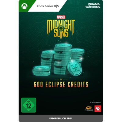 digital  günstig Kaufen-Marvels Midnight Suns 600 Eclipse Credits - XBox Series S|X Digital Code DE. Marvels Midnight Suns 600 Eclipse Credits - XBox Series S|X Digital Code DE <![CDATA[• Plattform: Microsoft / Xbox One • Genre: Rollenspiel • Altersfreigabe USK: ab 12 Jahr