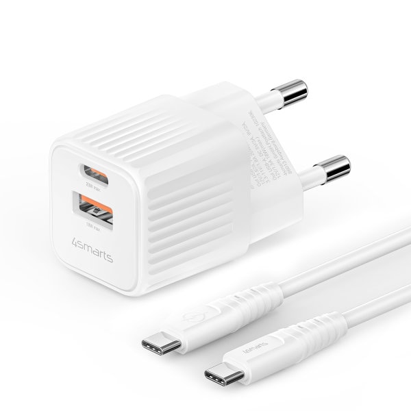 4smarts VoltPlug Duos Mini PD 20W + USB-C Kabel wei&szlig;