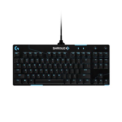 und Tastatur günstig Kaufen-Logitech Pro X Shroud Linear Kabelgebundene Gaming Tastatur. Logitech Pro X Shroud Linear Kabelgebundene Gaming Tastatur <![CDATA[• Anwendungsbereich: Gaming, kein Nummernblock • Kabelgebunden (USB) • Layout: deutsch • schwarz, 34,0 mm x 361 mm x 