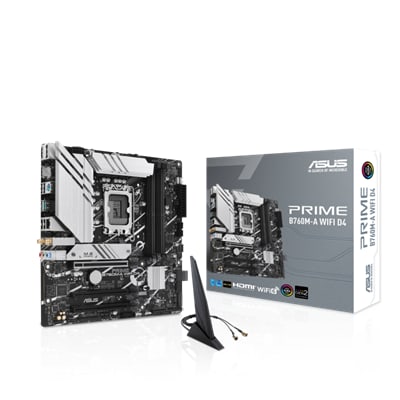Prime günstig Kaufen-ASUS PRIME B760M-A WIFI D4 mATX Mainboard Sockel 1700 DP/HDMI/USB-A. ASUS PRIME B760M-A WIFI D4 mATX Mainboard Sockel 1700 DP/HDMI/USB-A <![CDATA[• mATX Mainboard mit Sockel Intel 1700 für Intel Core 13. Generation-CPU • Intel B760-Chipsatz, Intel HD