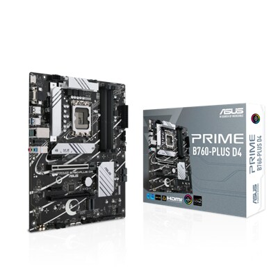 Satz 13 günstig Kaufen-ASUS PRIME B760-PLUS D4 ATX Mainboard Sockel 1700 DP/HDMI/VGA/USB-C. ASUS PRIME B760-PLUS D4 ATX Mainboard Sockel 1700 DP/HDMI/VGA/USB-C <![CDATA[• ATX Mainboard mit Sockel Intel 1700 für Intel Core 13. Generation-CPU • Intel B760-Chipsatz, Intel HD 