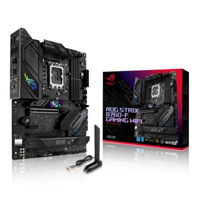 00 6  günstig Kaufen-ASUS ROG STRIX B760-F GAMING WIFI ATX Mainboard Sockel 1700 DP/HDMI/USB-C. ASUS ROG STRIX B760-F GAMING WIFI ATX Mainboard Sockel 1700 DP/HDMI/USB-C <![CDATA[• ATX Mainboard mit Sockel Intel 1700 für Intel Core 13. Generation-CPU • Intel B760-Chipsat