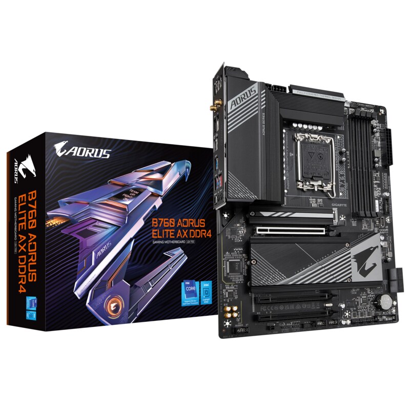 GIGABYTE B760 AORUS ELITE AX DDR4 ATX Mainboard Sockel 1700 M.2/HDMI/DP/WIFI/BT