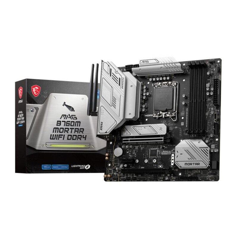 MSI MAG B760M Mortar WIFI DDR4 mATX Mainboard Sockel 1700 M.2/WIFI/BT/USB-C