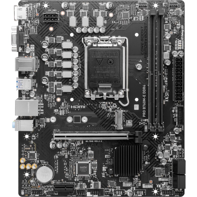 MSI PRO B760M-E DDR4 mATX Mainboard Sockel 1700 M.2/HDMI/VGA/USB3.2