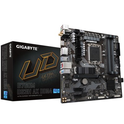 mit 7 günstig Kaufen-GIGABYTE B760M DS3H AX DDR4 mATX Mainboard Sockel 1700 M.2/HDMI/DP/WIFI/BT. GIGABYTE B760M DS3H AX DDR4 mATX Mainboard Sockel 1700 M.2/HDMI/DP/WIFI/BT <![CDATA[• mATX Mainboard mit Sockel Intel 1700 für Intel Core 13. Generation-CPU • Intel B760-Chip