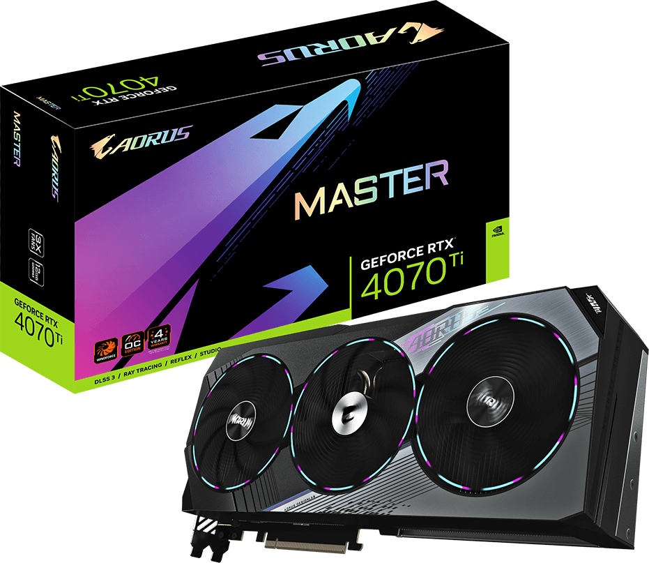 GIGABYTE AORUS GeForce RTX 4070Ti Master OC 12GB GDDR6X Grafikkarte 1xHDMI 3xDP