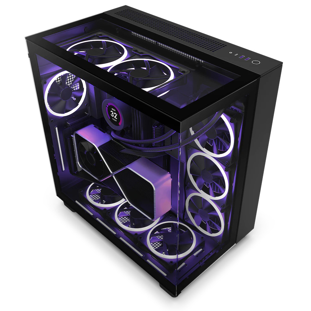 NZXT H9 Elite Black Midi Tower ATX Gaming Geh&auml;use schwarz mit Glasfenster