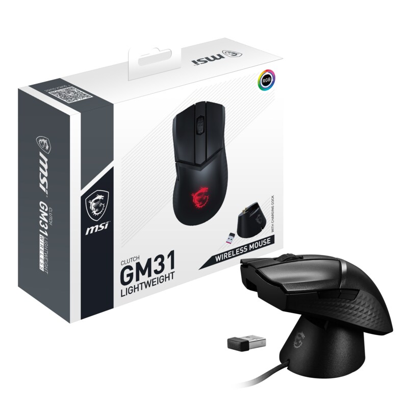 MSI Clutch GM31 lightweight Kabellose Gaming Maus Schwarz