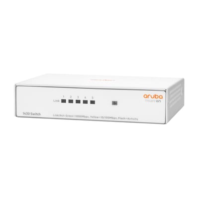 Unmanaged Switch günstig Kaufen-HPE Aruba Instant On 1430 5G 5-Port unmanaged Switch Non-PoE. HPE Aruba Instant On 1430 5G 5-Port unmanaged Switch Non-PoE <![CDATA[• 5 Anschlüsse RJ-45 10/100/1000 • Switching-Leistung: 10 Gbps • Lüfterloses Design für den leisen Einsatz in Bür