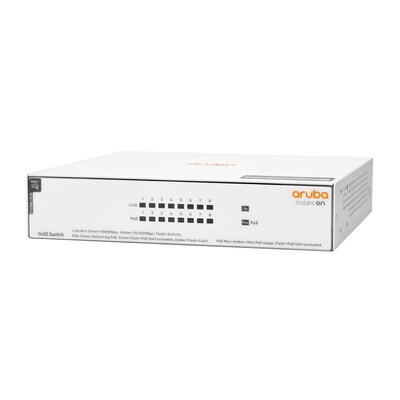 Lose 8 günstig Kaufen-HPE Aruba Instant On 1430 8G Class4 PoE 64W 8-Port unmanaged Switch. HPE Aruba Instant On 1430 8G Class4 PoE 64W 8-Port unmanaged Switch <![CDATA[• 8 PoE-Anschlüsse RJ-45 10/100/1000 der Klasse 4 • Switching-Leistung: 16 Gbit/s • Lüfterloses Desig